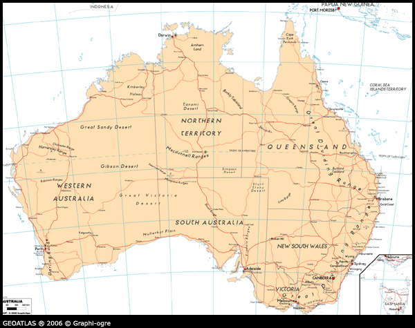Road map of Australia