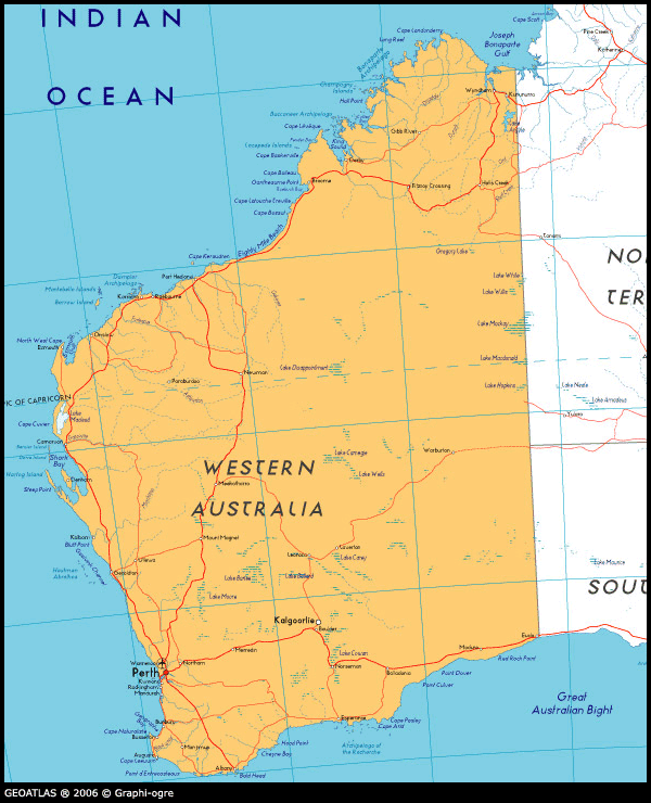 Top 101+ Images map of western australia with cities and towns Superb